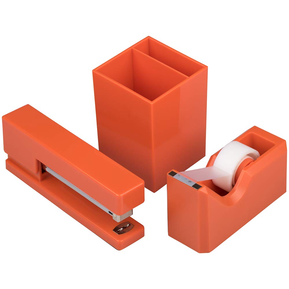JAM PAPER Office & Desk Sets - 1 Stapler & 1 Tape Dispenser - Gold - 2/Pack