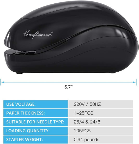 Electric Stapler,Including 2000 Staples and 1 Staple Remover, Suitable for Palm Size and high Comfort,25 Sheet Capacity, AC Adapter or Battery Powered,Battery not Included,(Black)…