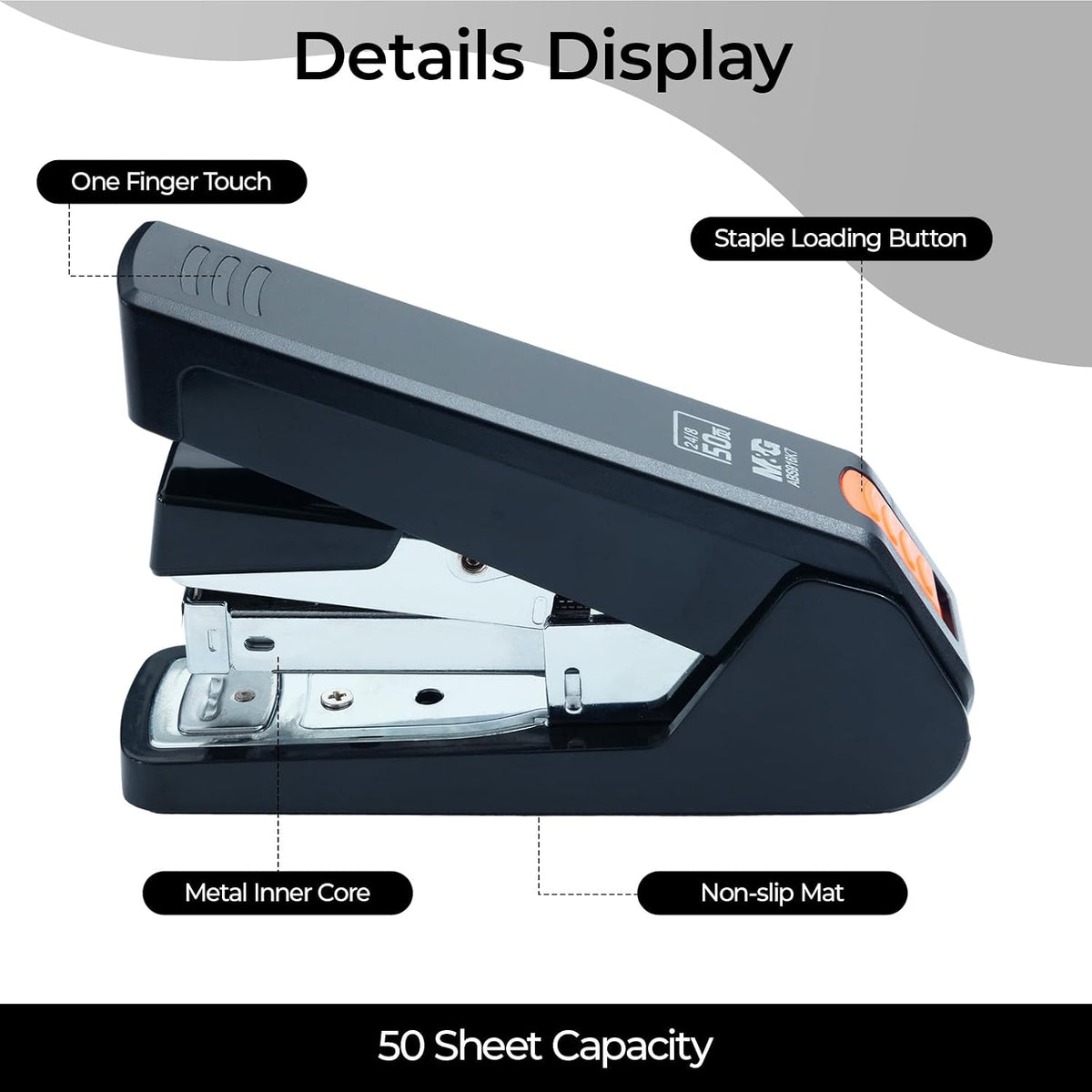 M&G Heavy-Duty Stapler for Desk, 50 Sheet Effortless No-Jam Stapling, Black