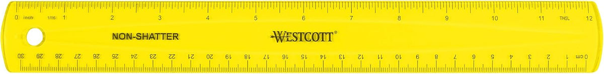 Westcott Shatterproof Ruler, Assorted Translucent Colors, 12" (Pack of 3)