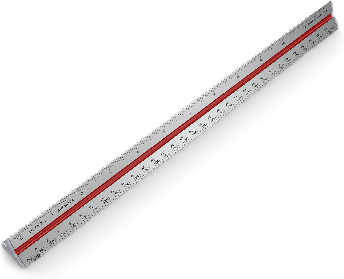 ARTEZA Architectural Scale Ruler, 12-Inch Triangular Anodized Aluminum