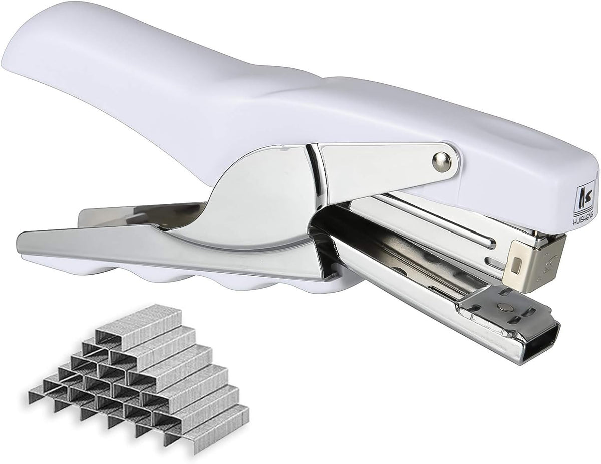Stapler with 1000 Staples-Plier Stapler Save 60% Power(White)