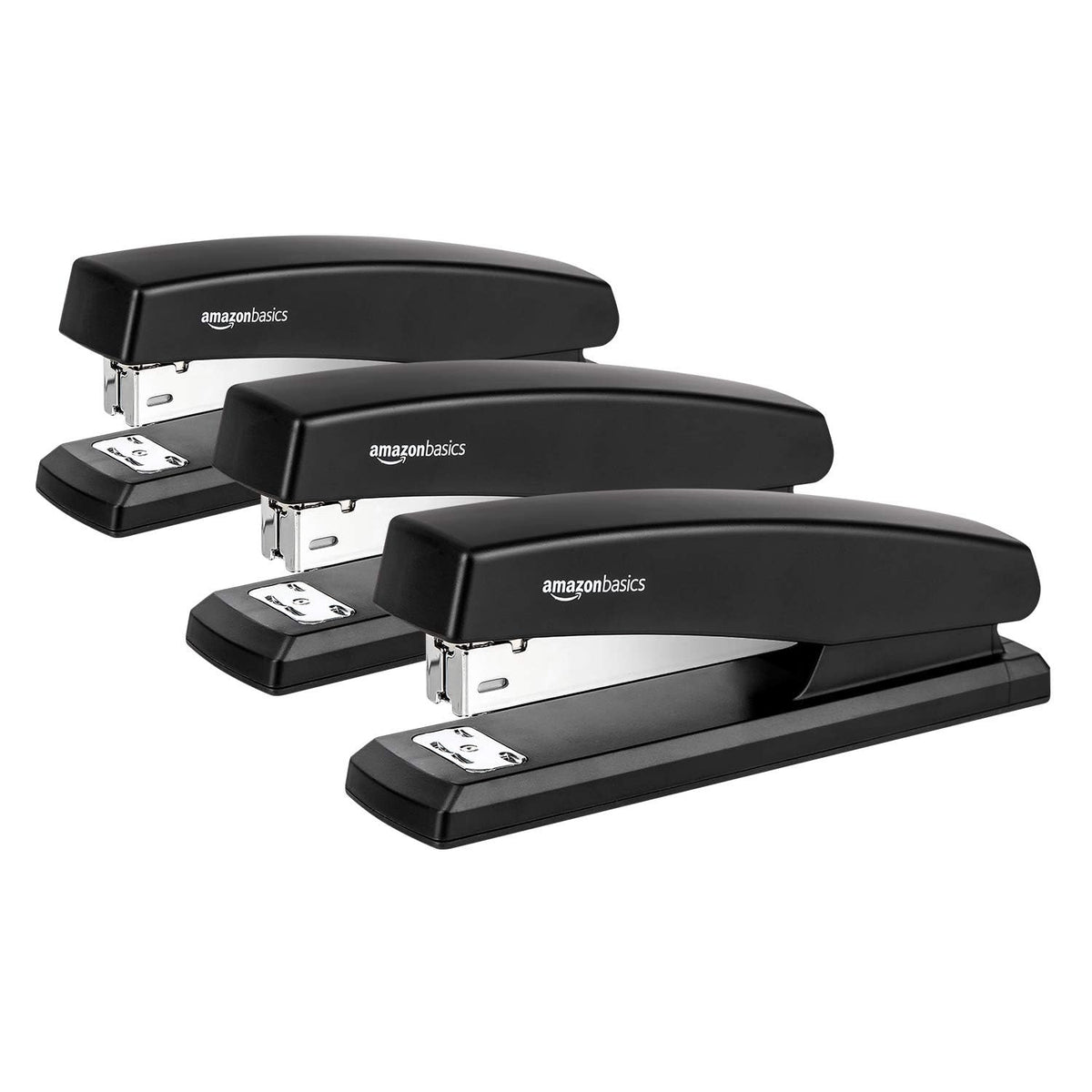Amazon Basics Stapler Value Pack, 25 Sheet Capacity, Standard, with 3000 Staples and 3 Staple Removers, Black, 3-Pack