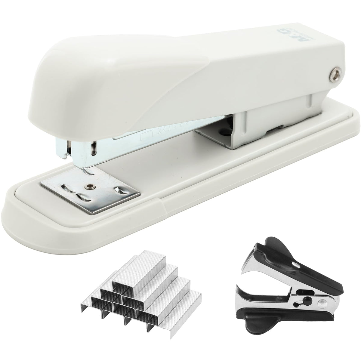 M&G Metal Stapler with 1000 Staples & Remover, 25-Sheet Compact, White