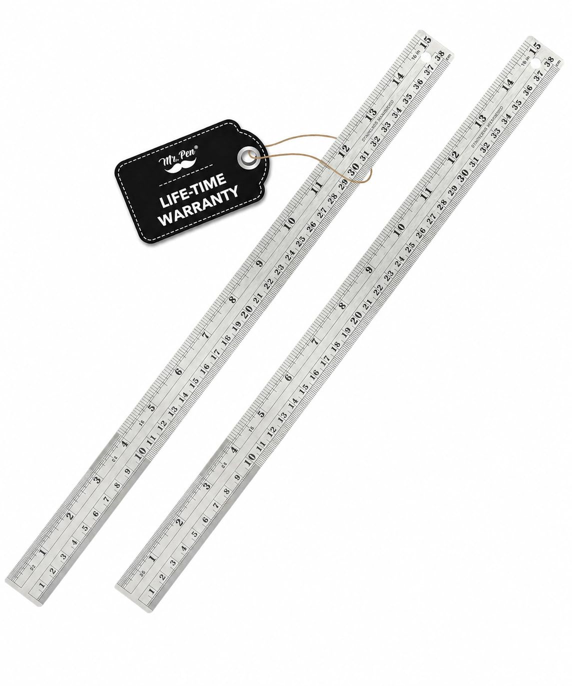 Mr. Pen- Metal Straight Edge Ruler, 4 pcs, 6", 8", 12", 14", Black