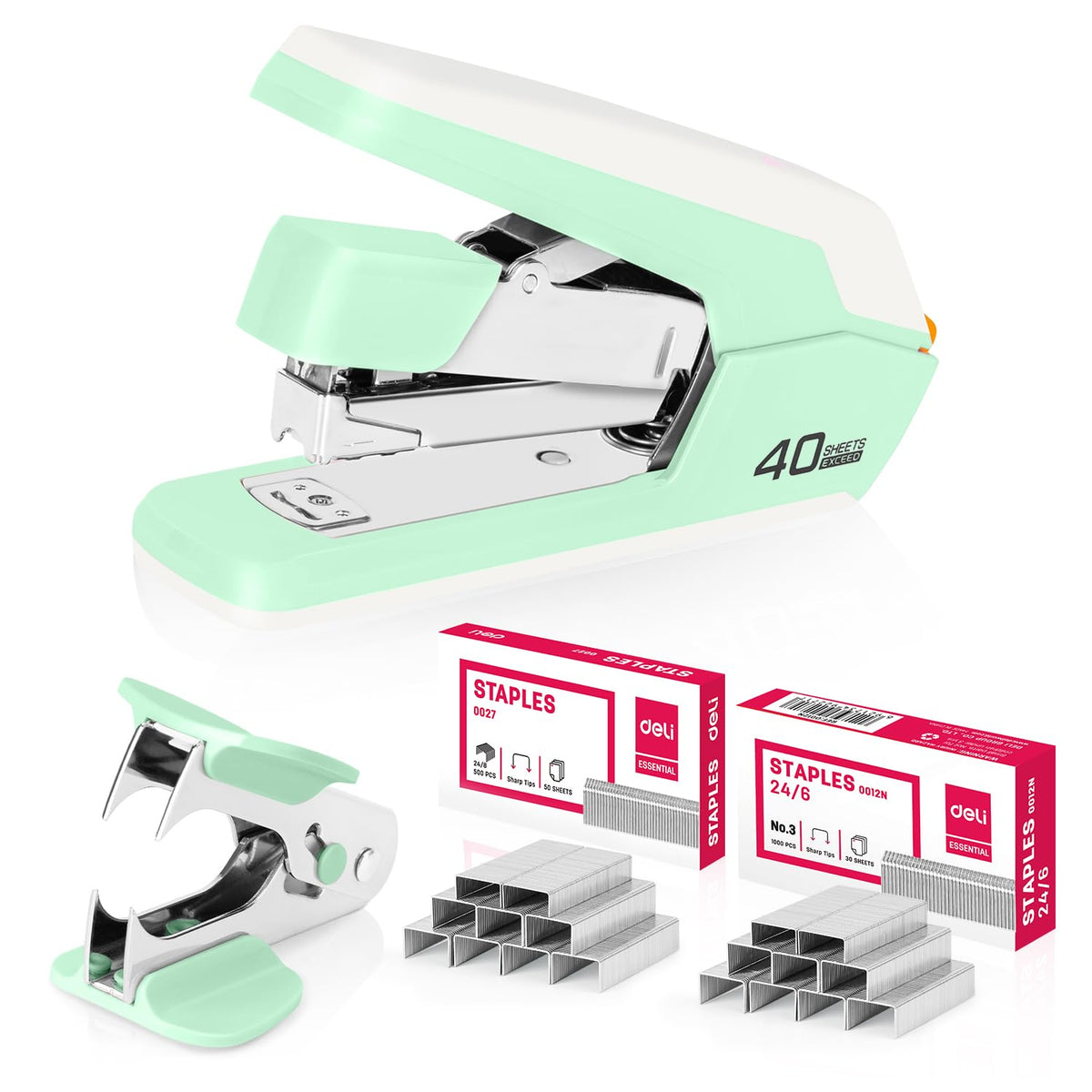Deli Effortless Desktop Stapler, Heavy Duty Stapler, Black