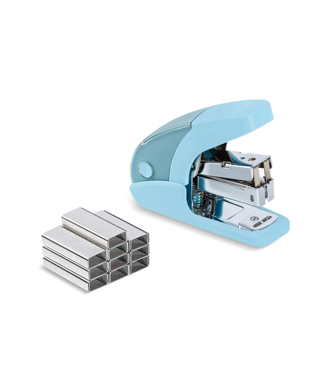 PAPERPAL Effortless Mini Stapler Set, 20 Sheet Capacity, Integrated Remover & Staple Storage, Holds 1/4" Staples, Includes 1000 Staples, Lightweight, Office, School & Daily Use, Dark Blue