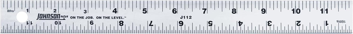 Johnson Level & Tool J112 Aluminum Rule, 12", Silver, 1 Ruler*