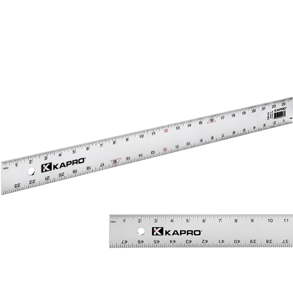 Kapro - 308 Straight Edge Ruler - ⅛” and 1/16” Increments - Contractor Grade - With Wear Resistant Printing - For Carpentry, Drywall, Drafting - Anodized Aluminum - 48 Inch