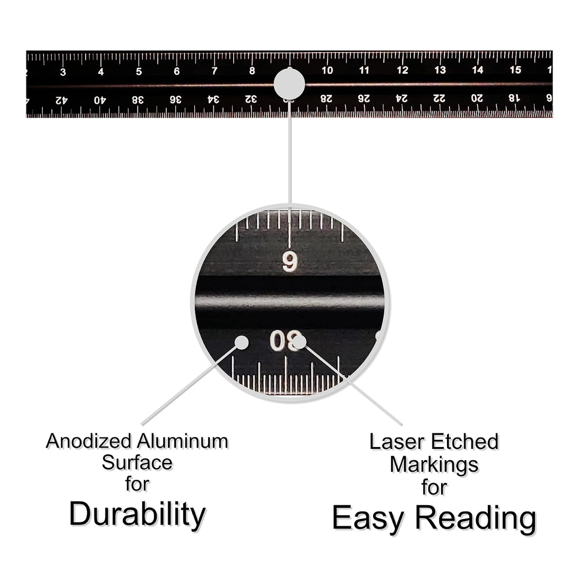 12 Inch Engineer Scale Ruler, Engineering Scale with Anodized Solid Aluminum Core, Laser Etched Scales, Imperial Scale - 1:10, 1:20, 1:30, 1:40, 1:50, 1:60, 12" Drafting Measuring Ruler