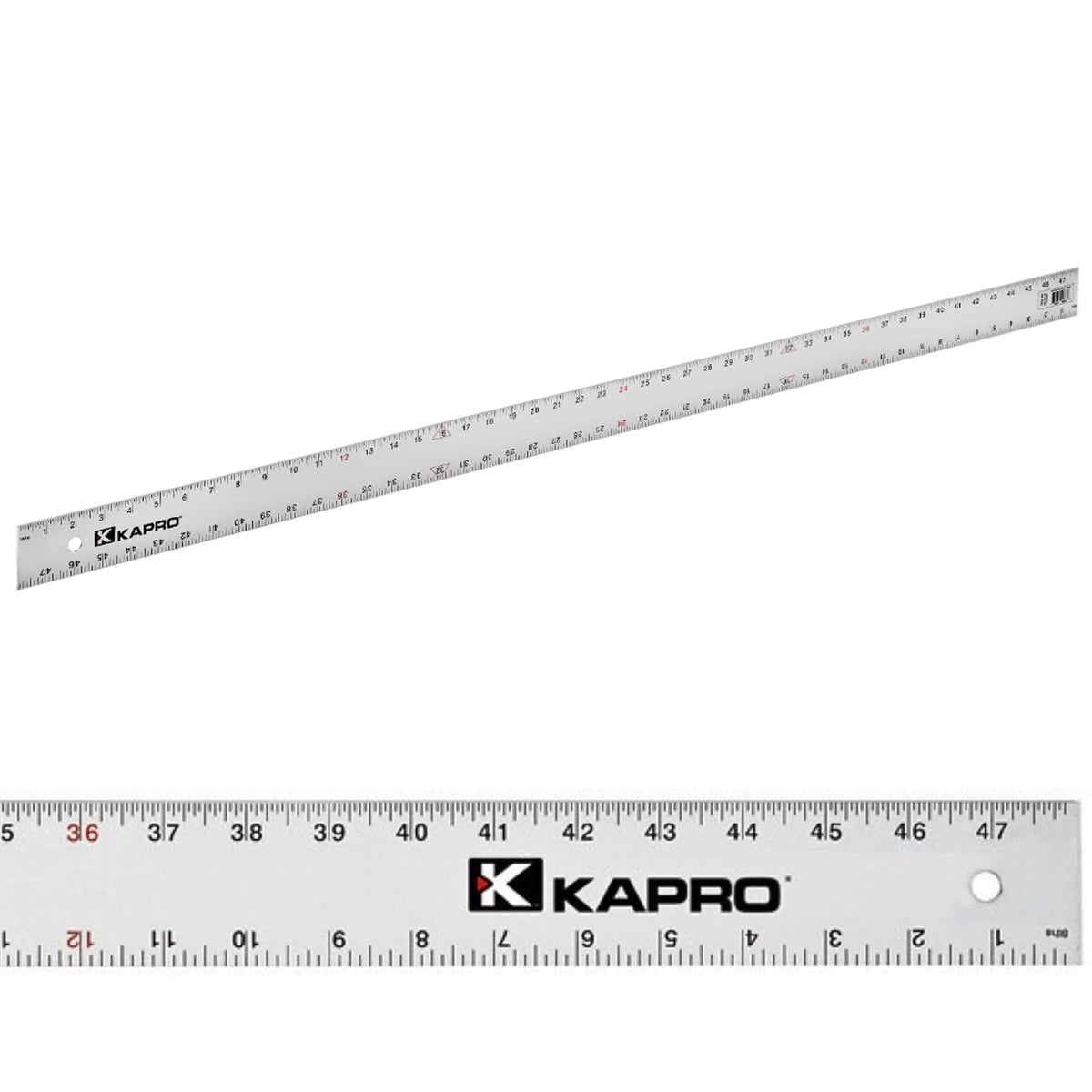 Kapro - 308 Straight Edge Ruler - ⅛” and 1/16” Increments - Contractor Grade - With Wear Resistant Printing - For Carpentry, Drywall, Drafting - Anodized Aluminum - 48 Inch