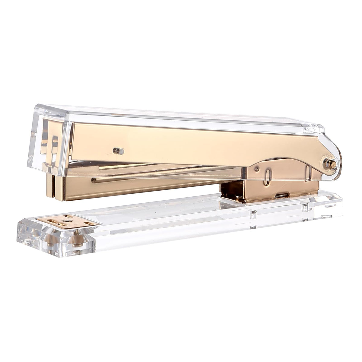 Acrylic Stapler,Clear and Gold-Tone Hardware, Beautiful Desk Accessory for Office Home or School,Takes Standard 24/6 or 26/6 Staples