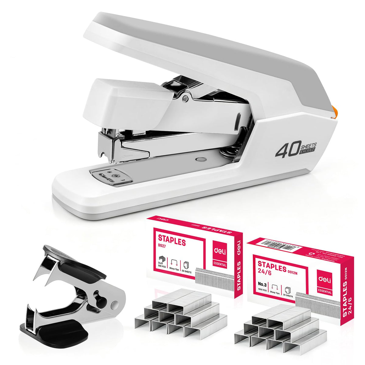 Deli Effortless Desktop Stapler, Heavy Duty Stapler, Black