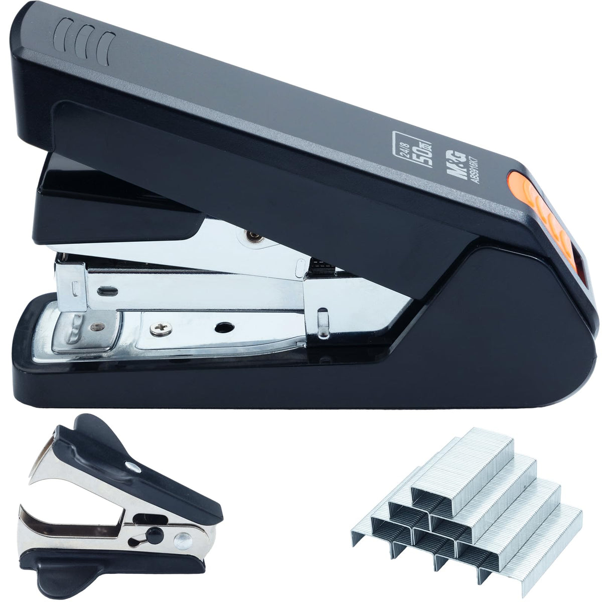 M&G Heavy-Duty Stapler for Desk, 50 Sheet Effortless No-Jam Stapling, Black