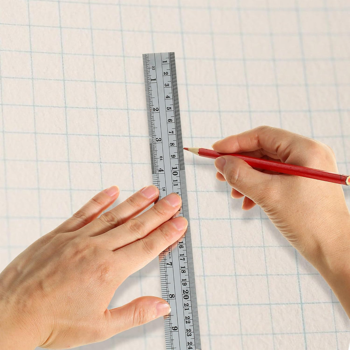 3PCS 12 Inch Metal Ruler,Stainless Steel Rulers with Inch and Metric Graduations ,Suitable for Engineering Drawings and Offices Family
