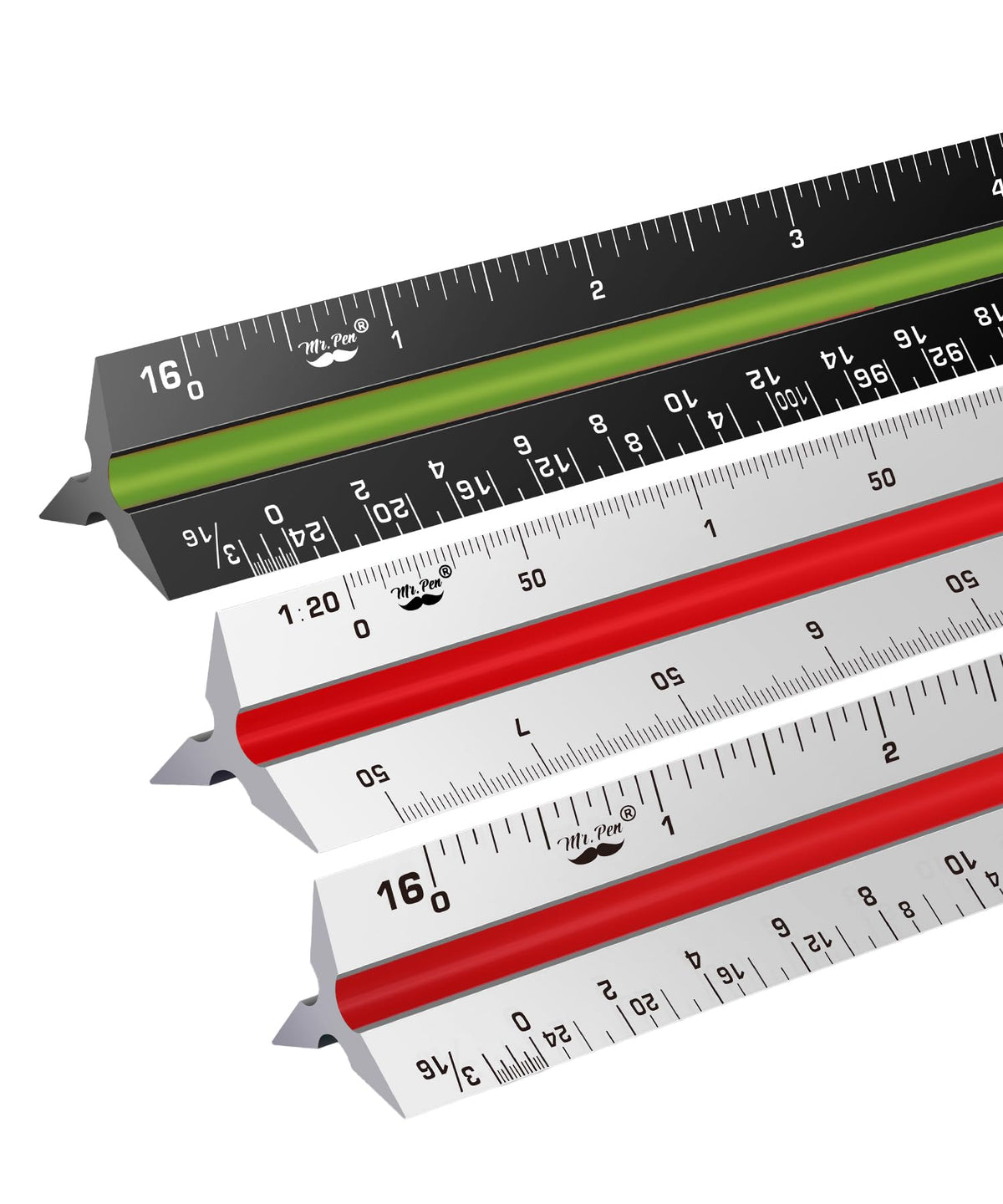 Mr. Pen- Architectural Scale, 12 inch, Black, Scale Ruler Contractor