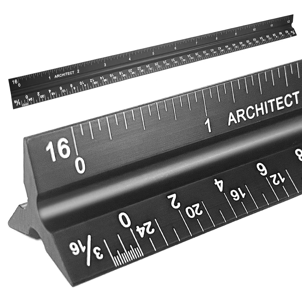 Architectural Scale Ruler 12 Inch, Aluminum Triangular Drafting Ruler