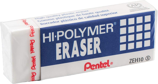Pentel Hi-Polymer Block Eraser, Large, White, Pack of 4 (ZEH10BP4)