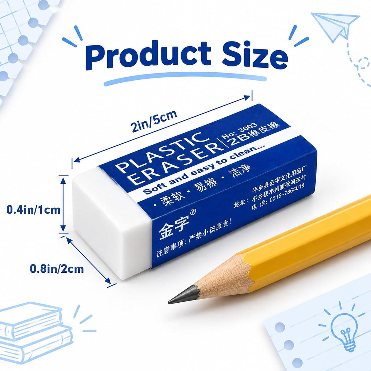 12 Pack White Erasers for Pencils, Large Eraser for Kids and Artists