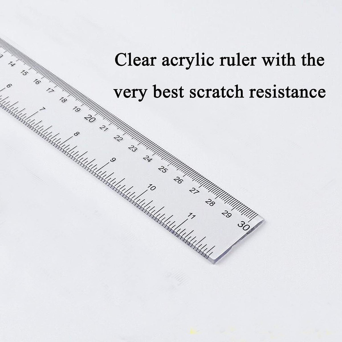 2Pcs Clear Ruler Plastic Rulers Straight Ruler for School 6 Inch 12 Inch