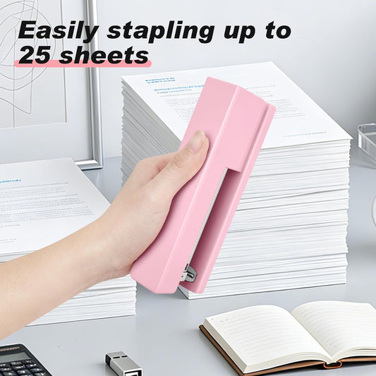 Stapler 25 Sheet Capacity with 830 Staples and Staple Remover, Pink Stapler