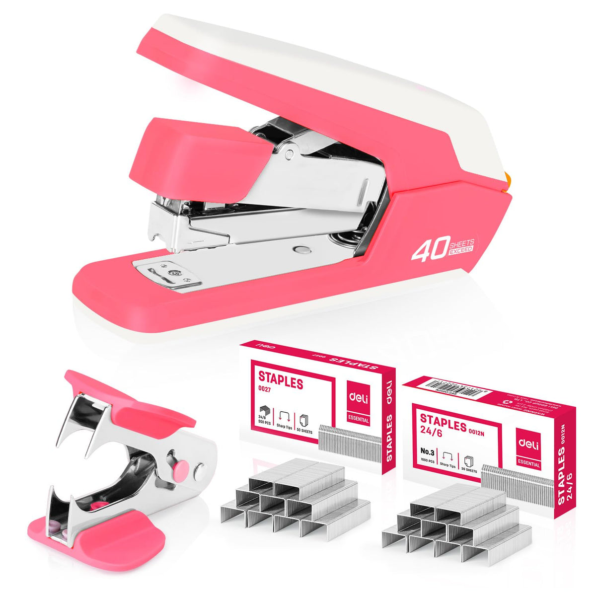 Deli Effortless Desktop Stapler, Heavy Duty Stapler, Black