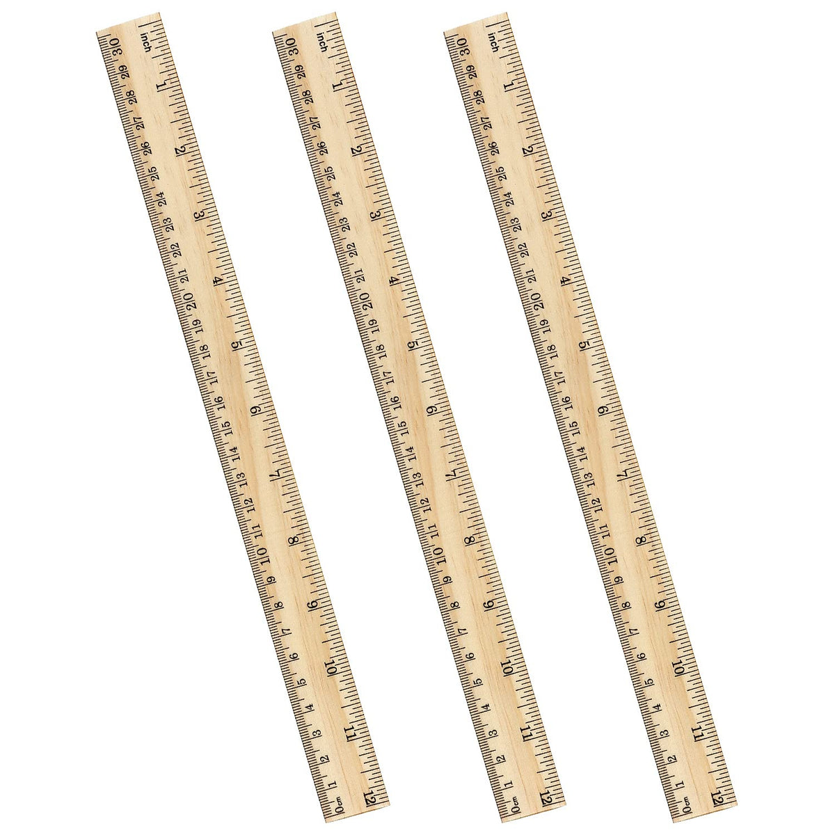 ZZTX 3 Pack Wooden Ruler 12 Inch(30 cm)