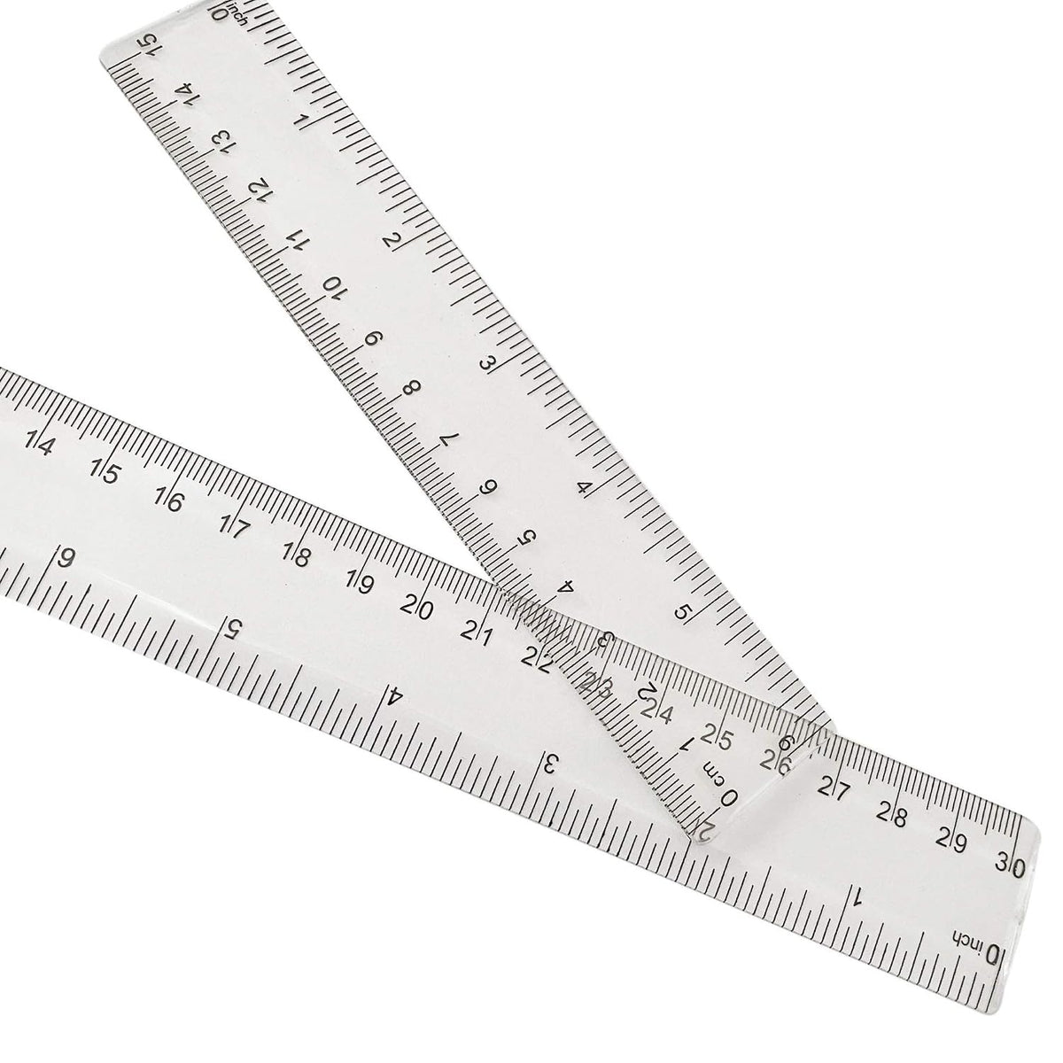 2Pcs Clear Ruler Plastic Rulers Straight Ruler for School 6 Inch 12 Inch
