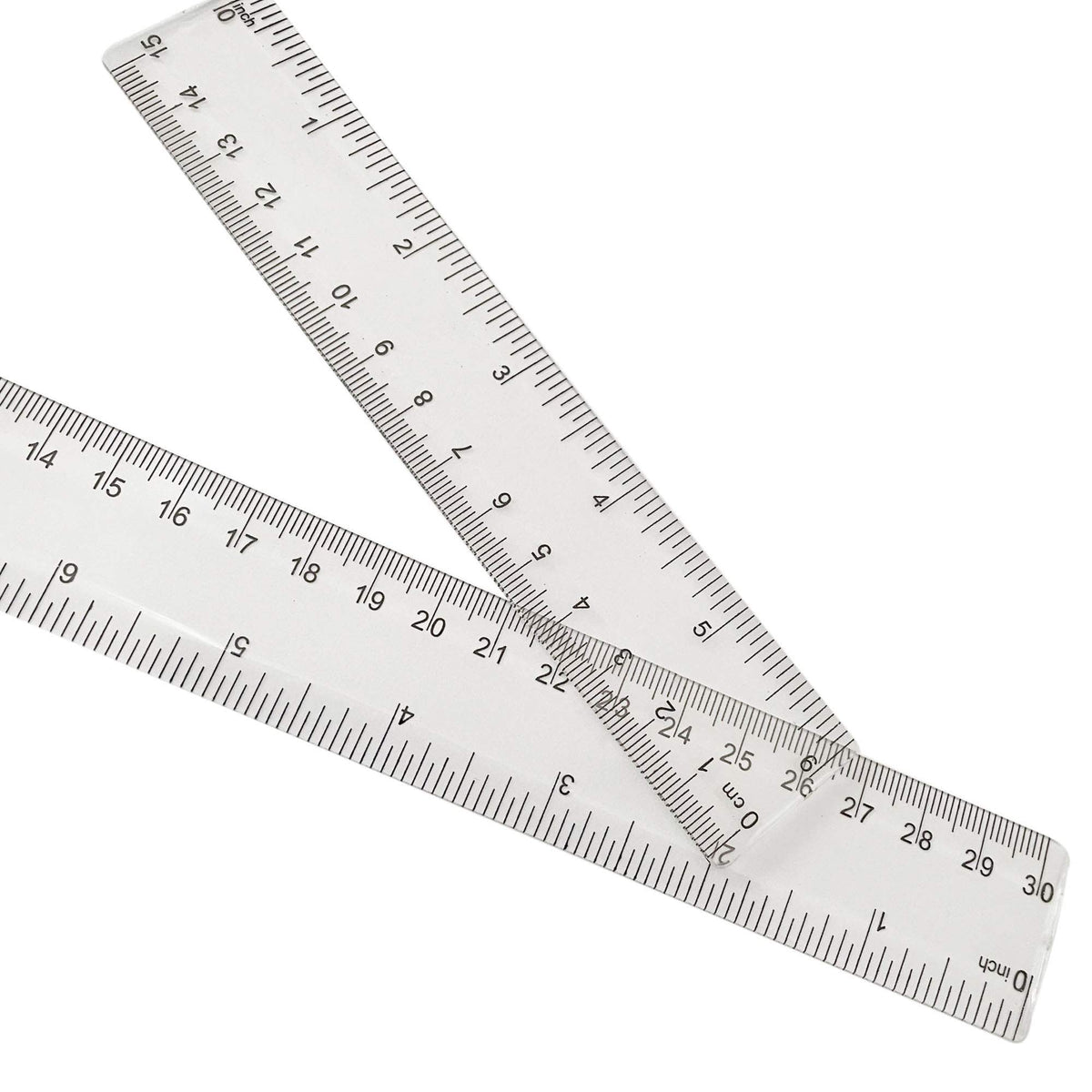 2Pcs Clear Ruler Plastic Rulers Straight Ruler for School 6 Inch 12 Inch