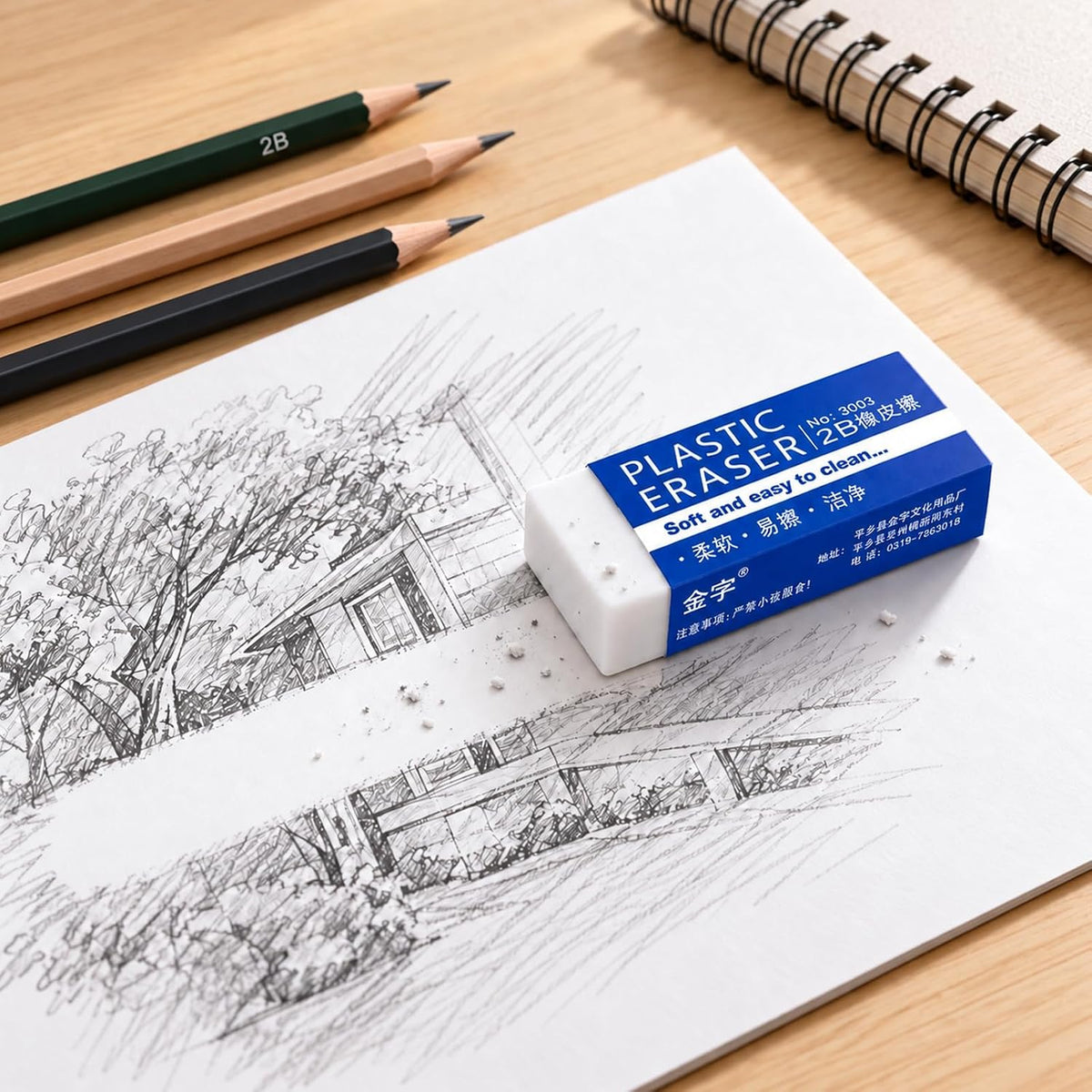 12 Pack White Erasers for Pencils, Large Eraser for Kids and Artists