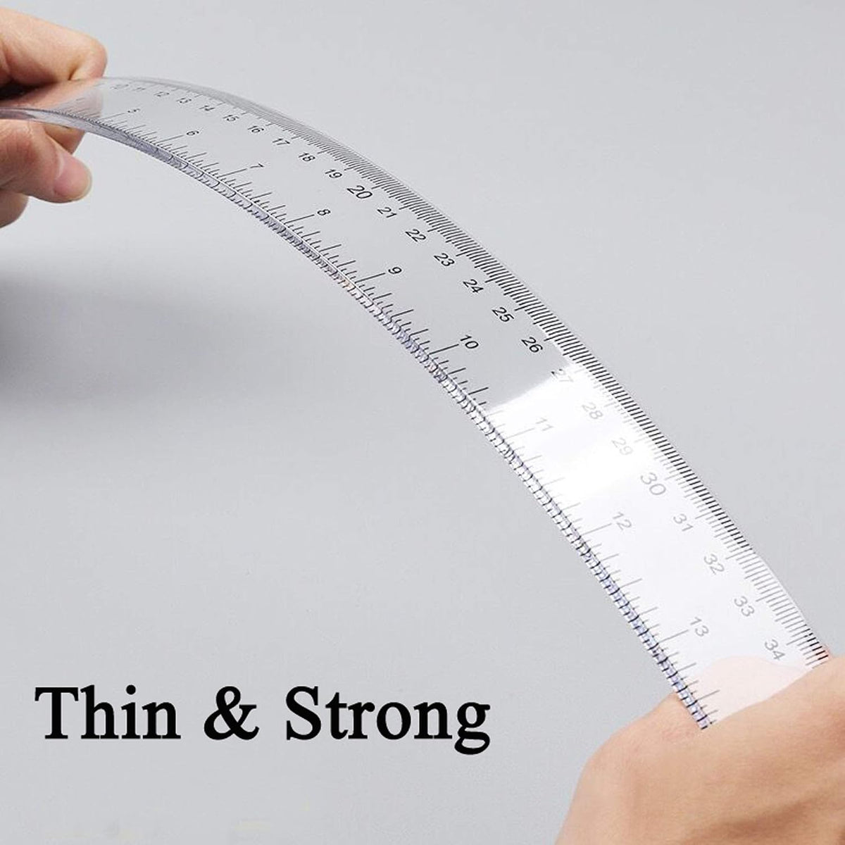 2Pcs Clear Ruler Plastic Rulers Straight Ruler for School 6 Inch 12 Inch