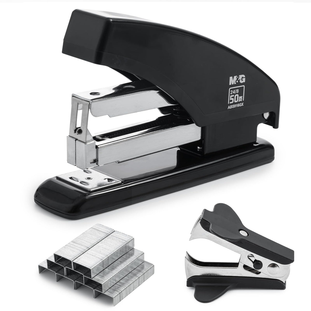 M&G Heavy-Duty Stapler for Desk, 50 Sheet Effortless No-Jam Stapling, Black