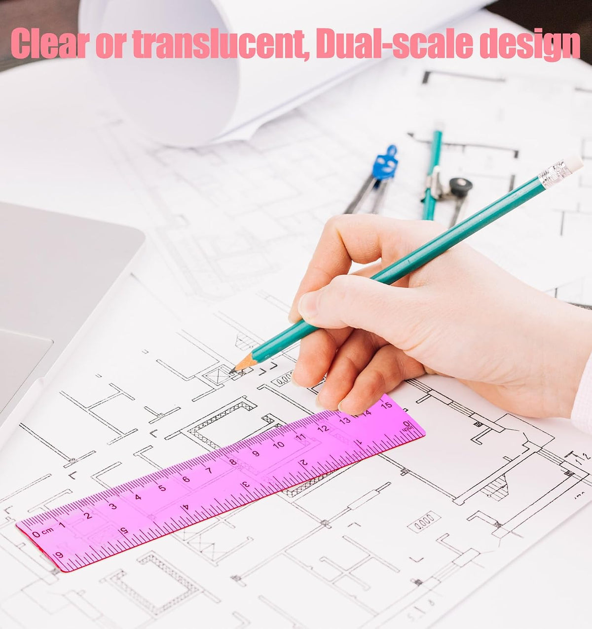 5 Pcs Mini Rulers, 6 Inch Plastic Ruler for School and Office