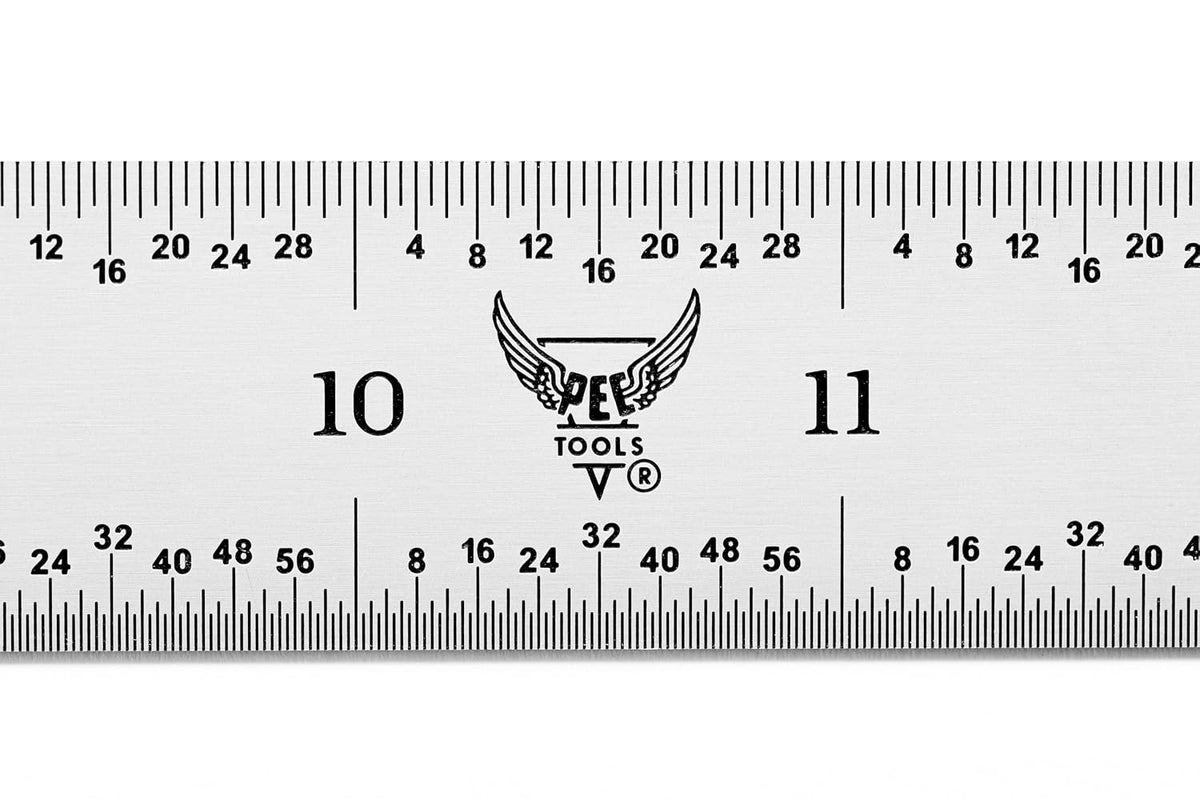 PEC Tools Metal Ruler, 12"/300mm, Made in USA