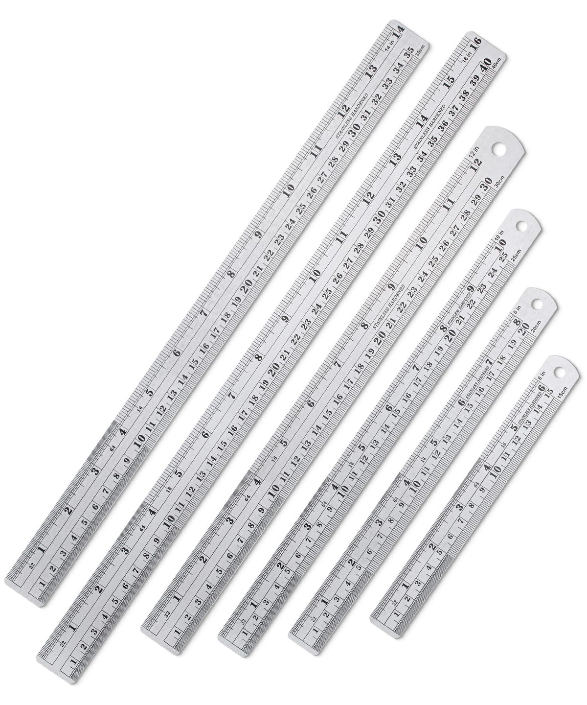 Mr. Pen- Metal Straight Edge Ruler, 4 pcs, 6", 8", 12", 14", Black