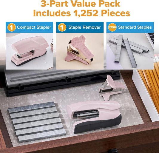 Bostitch Heavy Duty Stapler Value Pack, 40 Sheet Capacity, Pink