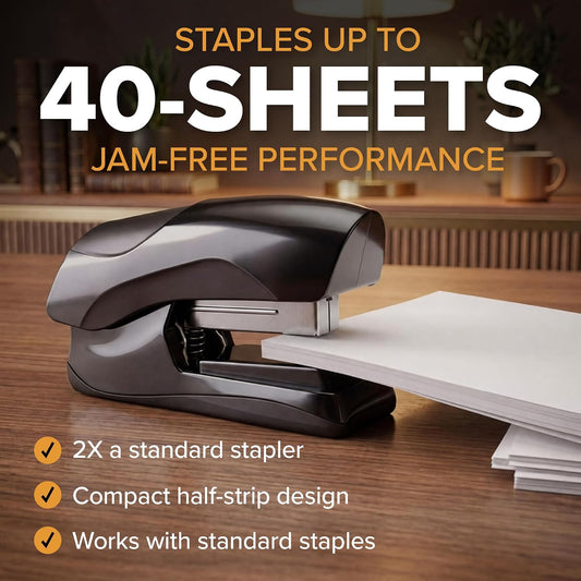 Bostitch Heavy Duty Stapler, 40 Sheet Capacity, No Jam, Black