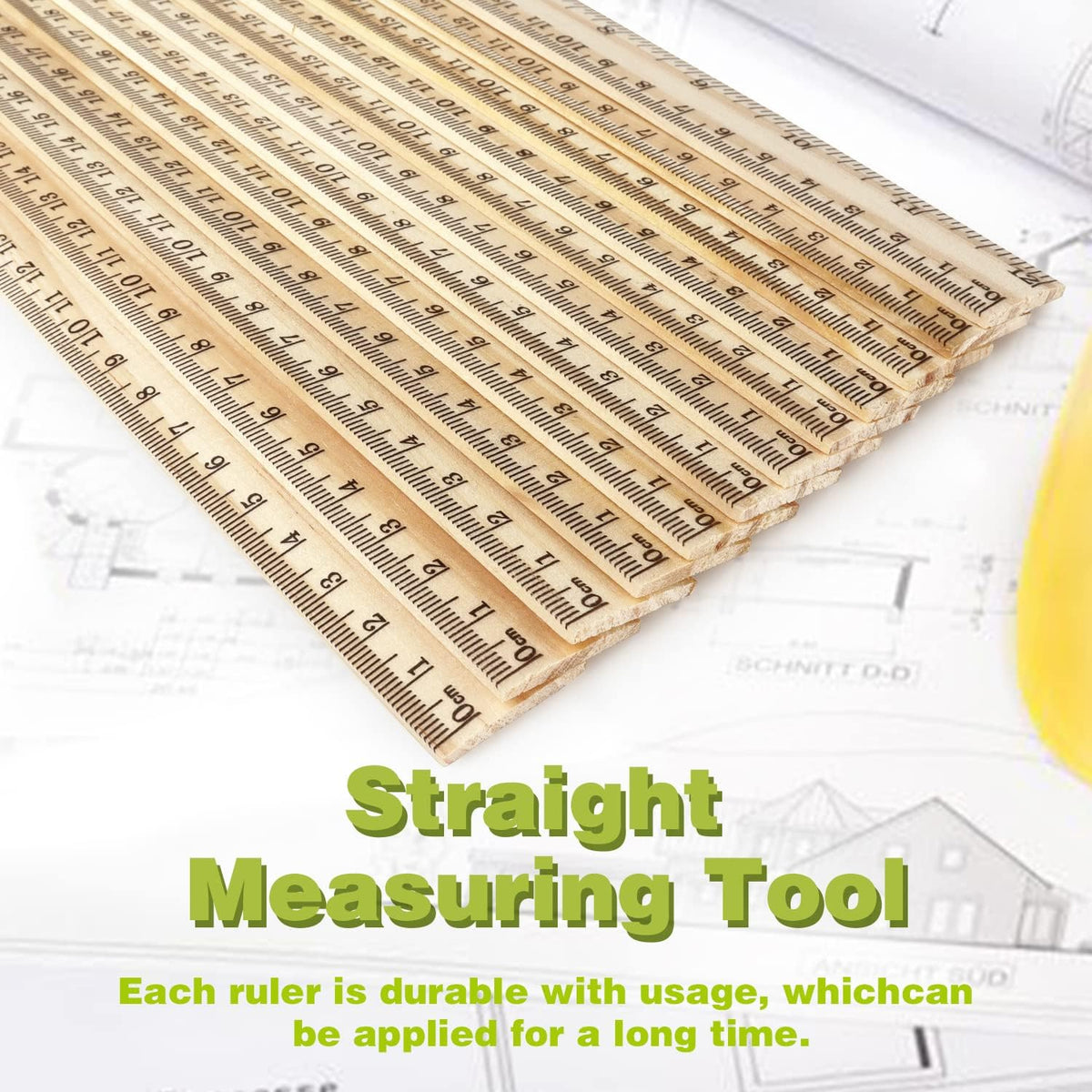 ZZTX 3 Pack Wooden Ruler 12 Inch(30 cm)