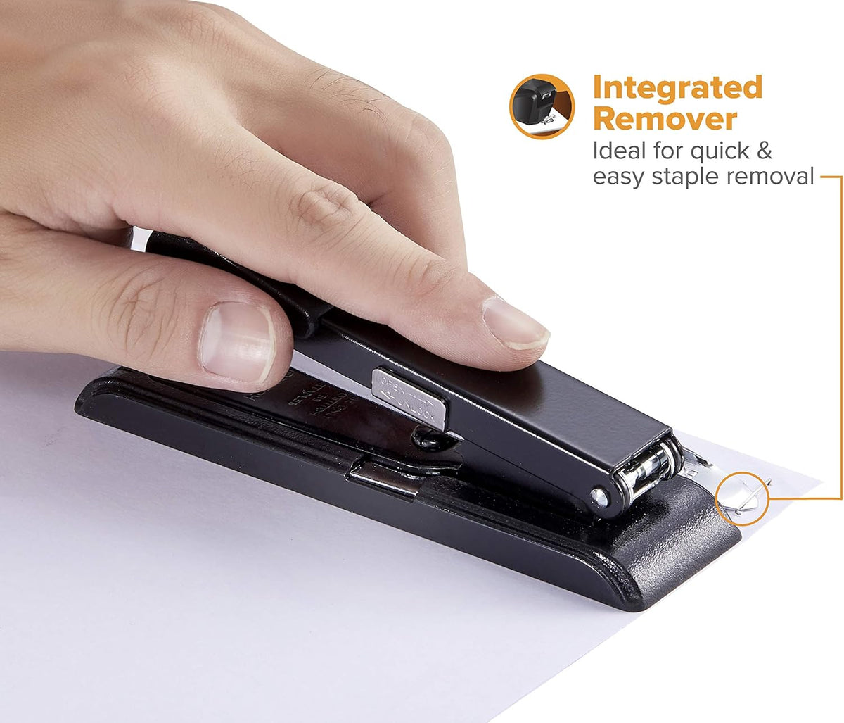 Bostitch Office B8 PowerCrown Travel & Desktop Stapler, 30 Sheet Capacity, Durable Metal, Black.