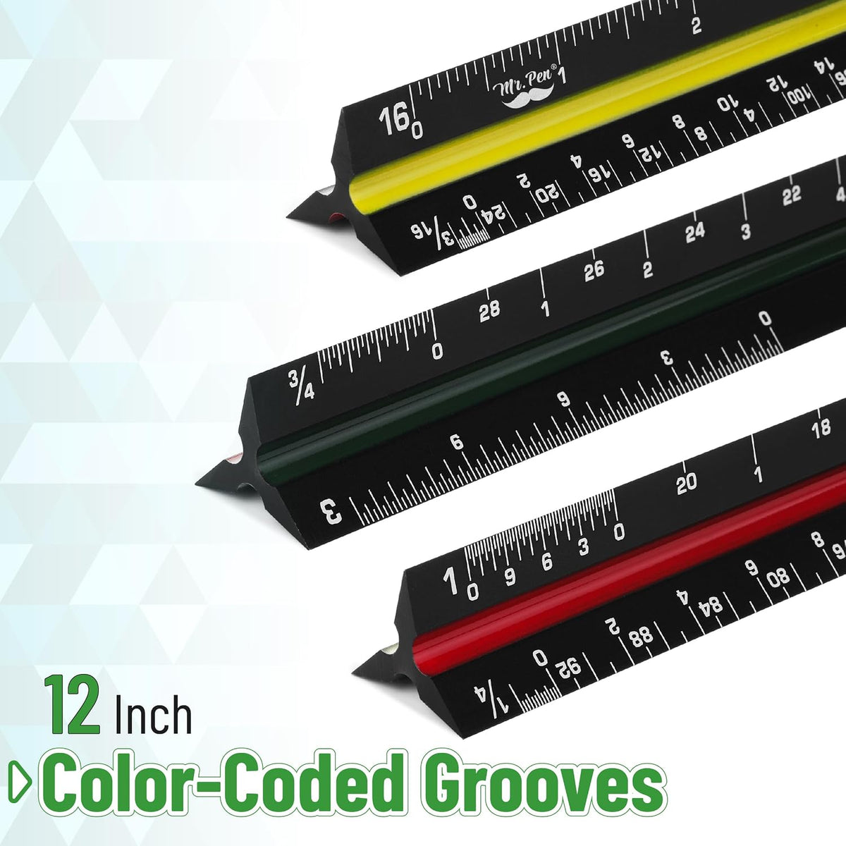 Mr. Pen- Architectural Scale, 12 inch, Black, Scale Ruler Contractor