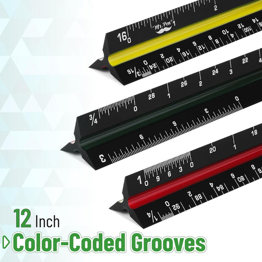 Mr. Pen- Architectural Scale, 12 inch, Black, Scale Ruler Contractor