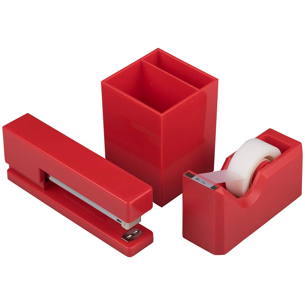 JAM PAPER Office & Desk Sets - 1 Stapler & 1 Tape Dispenser - Gold - 2/Pack