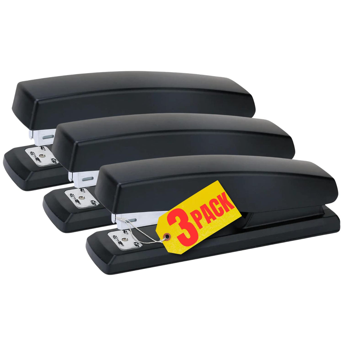 1InTheOffice Office Stapler for Desk, Heavy Duty Desk Stapler, Black, 20 Sheets Capacity,2 Pack