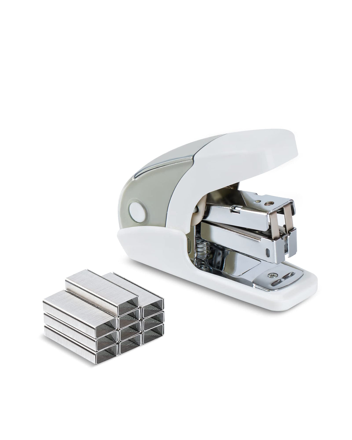 PAPERPAL Effortless Mini Stapler Set, 20 Sheet Capacity, Integrated Remover & Staple Storage, Holds 1/4" Staples, Includes 1000 Staples, Lightweight, Office, School & Daily Use, Dark Blue