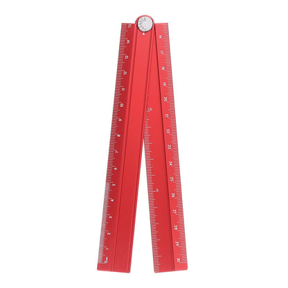 HARFINGTON Folding Straight Ruler 30cm Aluminum Alloy Protractor Khaki