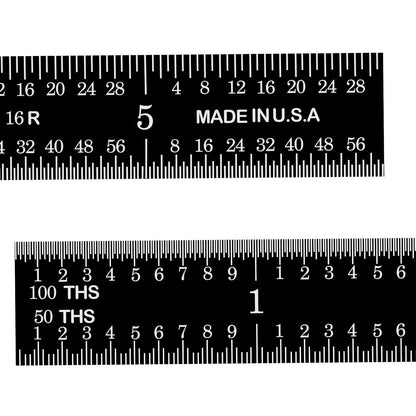 PEC Tools Made in USA 6 Inch Metal Ruler, Scale (1/32",1/64",1/50",1/100")