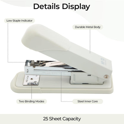 M&G Metal Stapler with 1000 Staples & Remover, 25-Sheet Compact, White