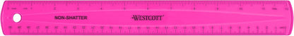Westcott Shatterproof Ruler, Assorted Translucent Colors, 12" (Pack of 3)