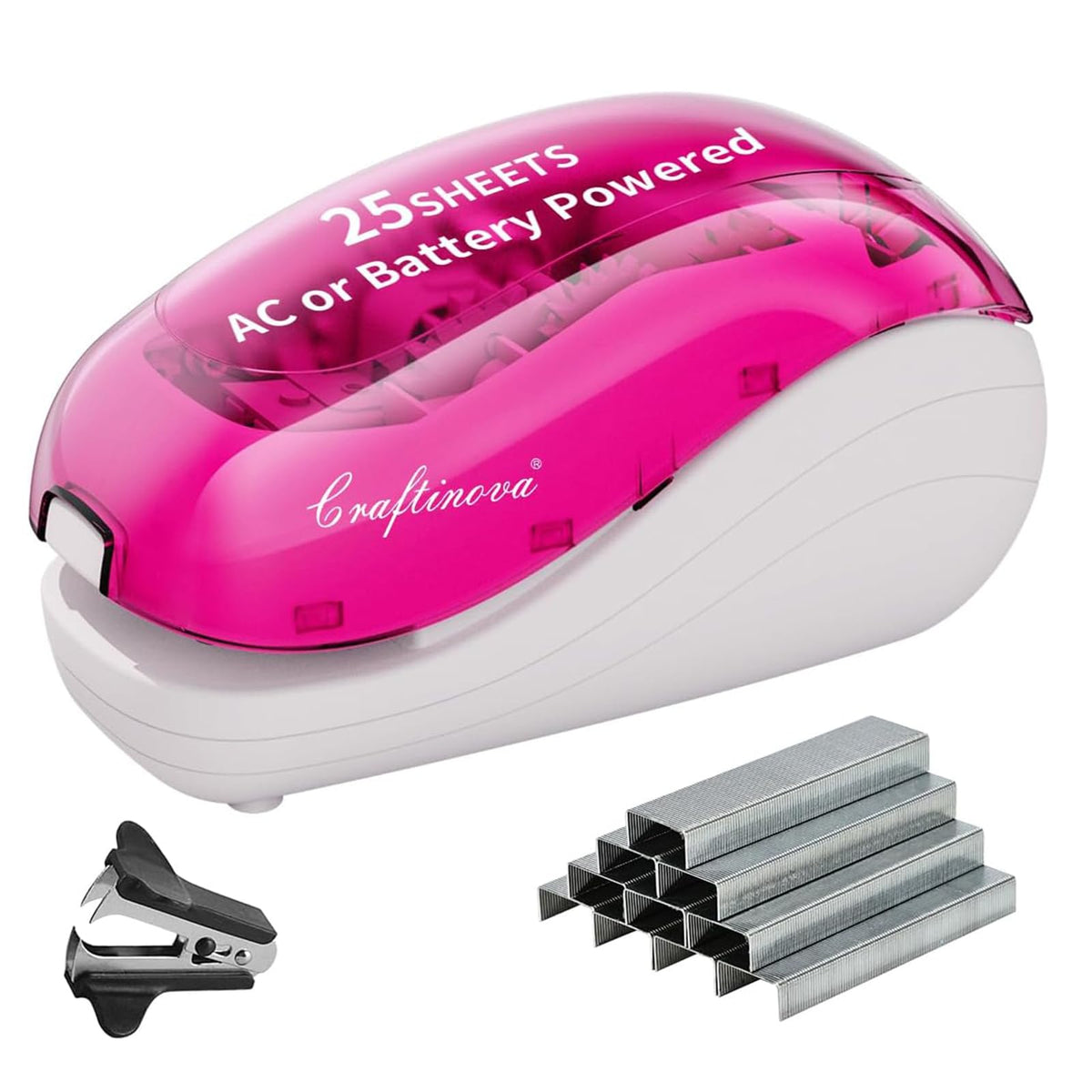 Electric Stapler,Including 2000 Staples and 1 Staple Remover, Suitable for Palm Size and high Comfort，25 Sheet Capacity, AC Adapter or Battery Powered，Battery not Included，(Black)…