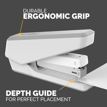 Fellowes LX850 EasyPress Office Stapler, Full Strip Effortless One-Touch Stapler for Classroom, Home and Office, Holds Full Strip of Staples, 25 Sheet Capacity, White
